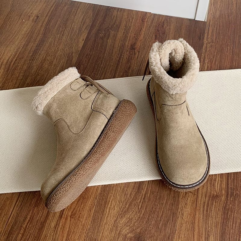 Women's New Winter Fleece-Lined Warm Snow Boots with Lace-Up Ankle Boots