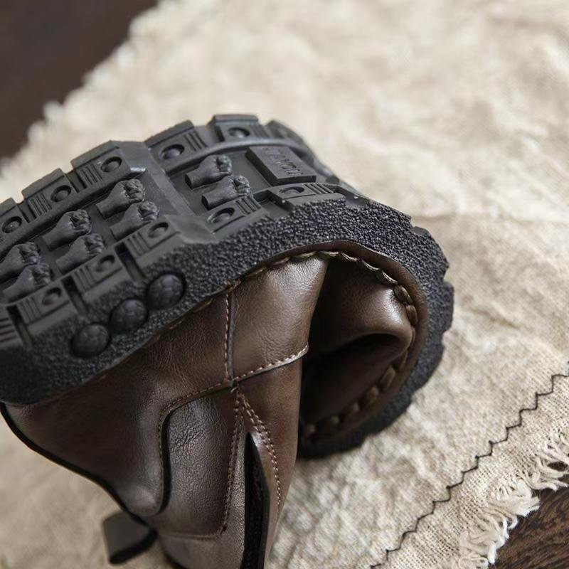 Autumn/Winter Retro Style Fleece-Lined Ankle Boots for Women, 2024 New Korean Style Versatile Knitted Soft-Soled Martin Boots