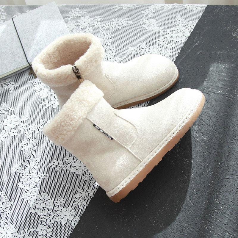 Women's anti-skiing boots, plush Birkenstock short boots, 2025 new style, flat, fleece-lined, thickened cotton shoes, winter warm shoes.