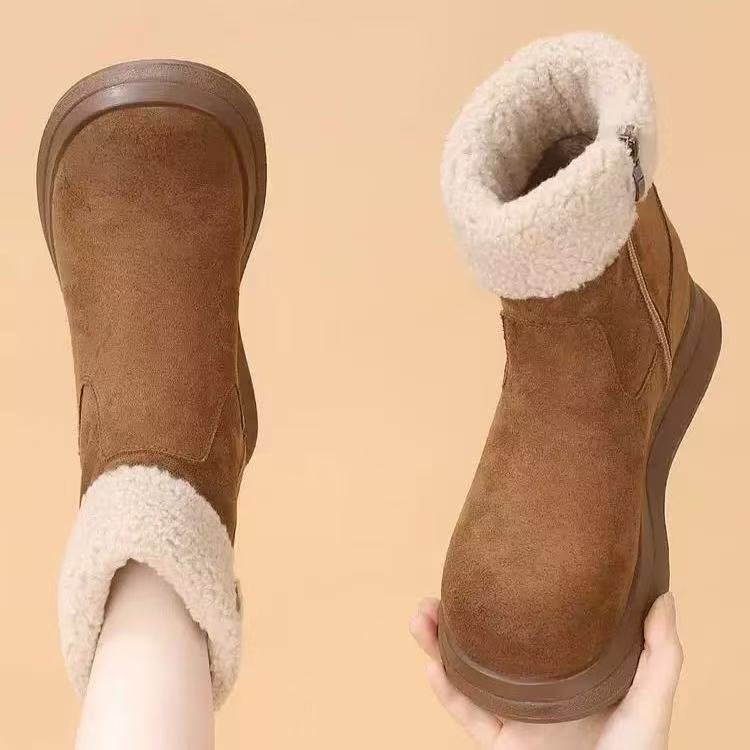New winter style round toe fashionable and versatile fleece-lined, thick and warm platform cotton boots