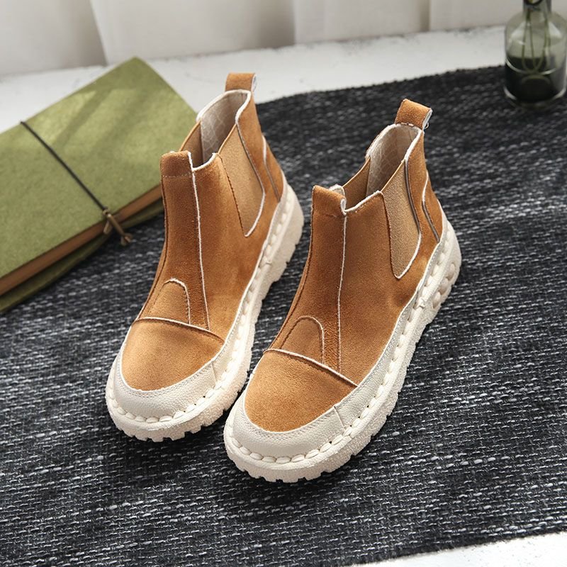 New winter style round toe fashionable and versatile fleece-lined, thick and warm platform cotton boots