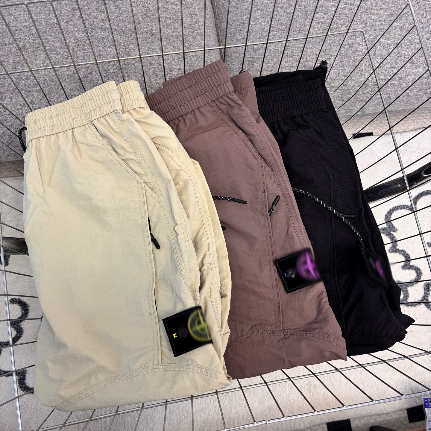 Stone Island Nylon Quick-Drying Pants, Casual Loose Fit, Solid Color, Straight Leg, Curved Cargo Pants, Autumn Long Pants for Men