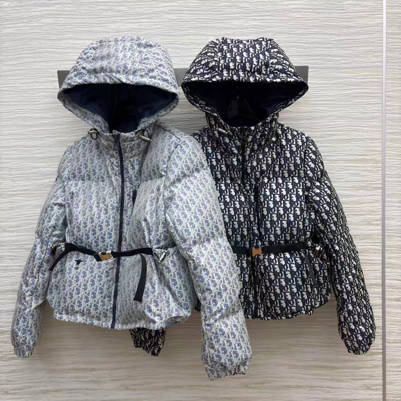 Dior Winter New Collection Classic Monogram Jacquard Slim Fit Warm Short Down Jacket for Women