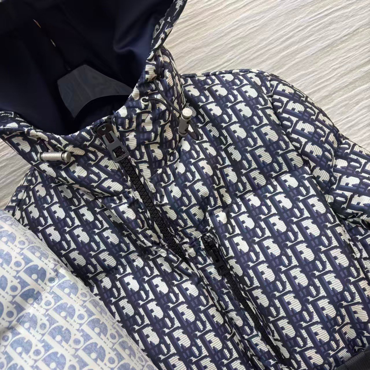 Dior Winter New Collection Classic Monogram Jacquard Slim Fit Warm Short Down Jacket for Women