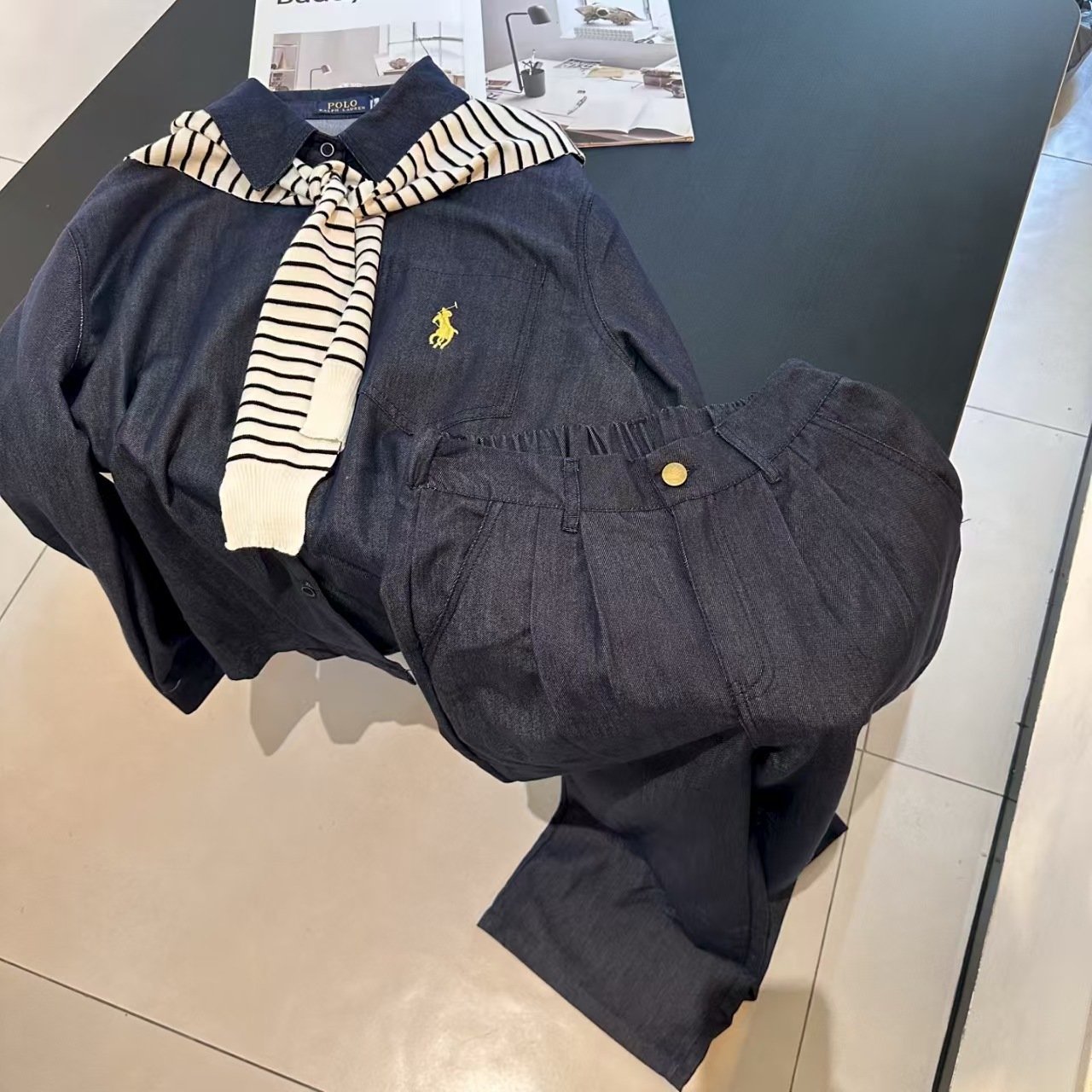 LF Correct Original 2025 New Style Suit Retro Denim Lapel Wide-Leg Trousers Fashionable and Elegant Shirt Casual and Youthful