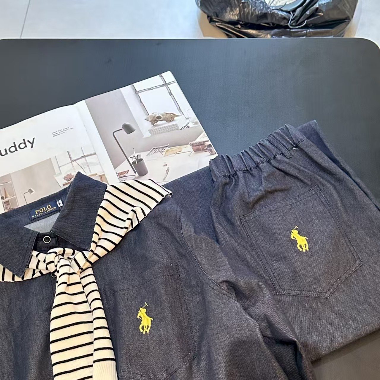 LF Correct Original 2025 New Style Suit Retro Denim Lapel Wide-Leg Trousers Fashionable and Elegant Shirt Casual and Youthful