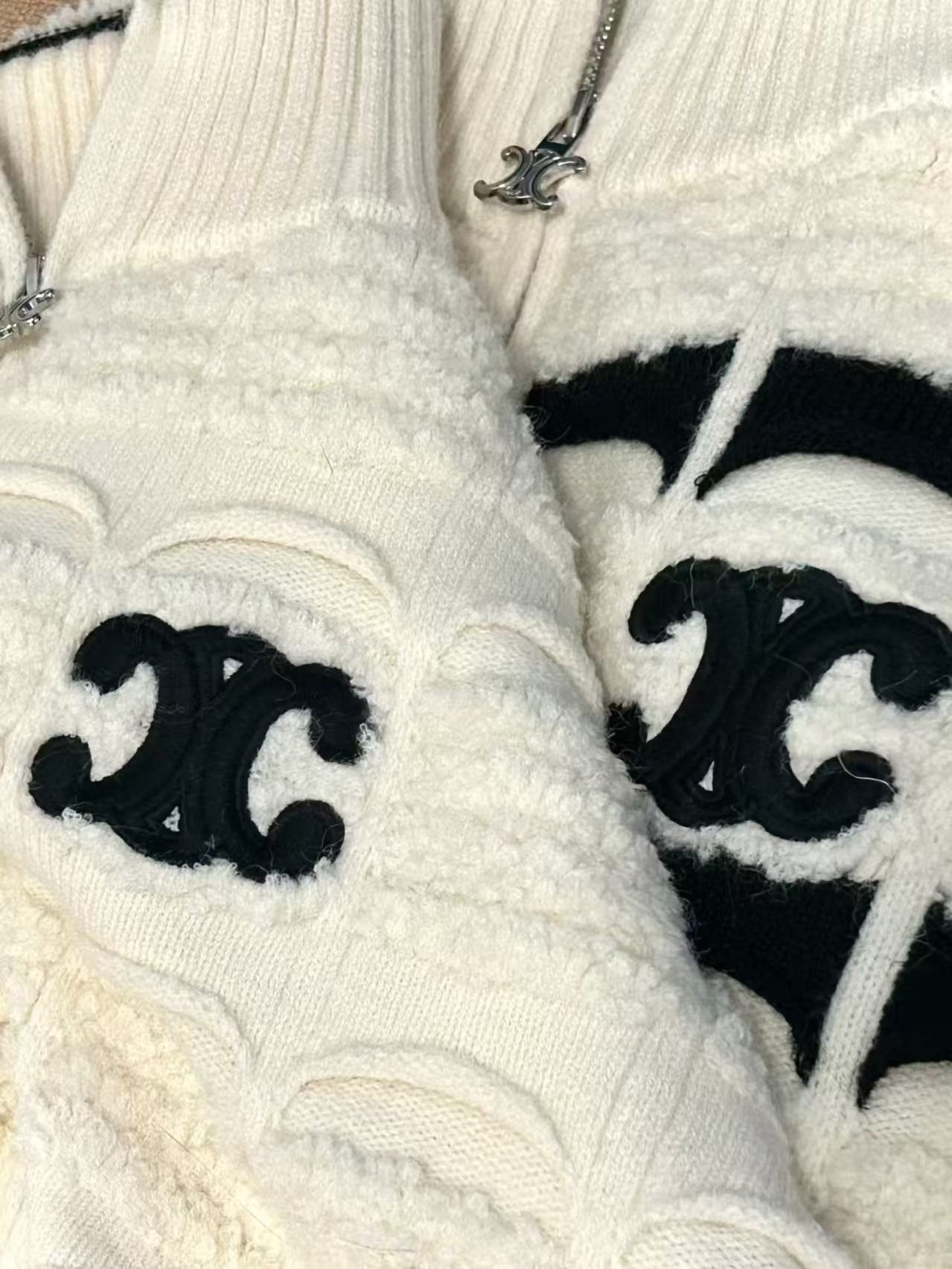 Chanel Fall/Winter New Arrival Heavy-Duty Design Zipper Cardigan Color Block Arc de Triomphe Embroidered Stand Collar Sweater