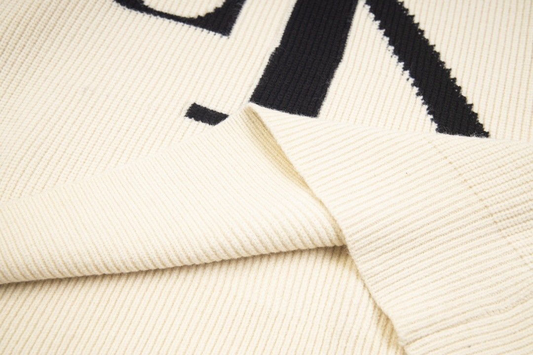 CK Korean style trendy men's and women's couple outfits, new embroidered letter loose wool sweater, round neck knitwear