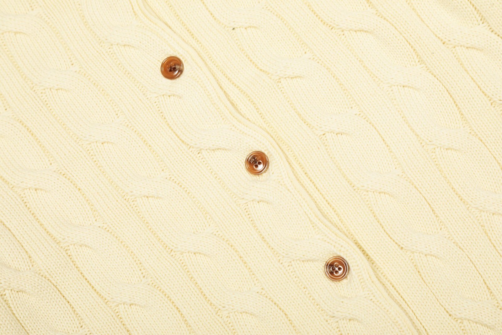 RL 2024 Fall/Winter Ruff Pony Logo Cable Knit Embroidered Wool Crew Neck Simple Knit Cardigan Sweater (QR Code Available)