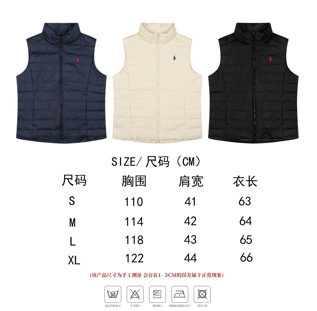 RL Ralph Lauren Women's Classic Lightweight Down Vest with Embroidered Warm Stand Collar, Casual and Versatile