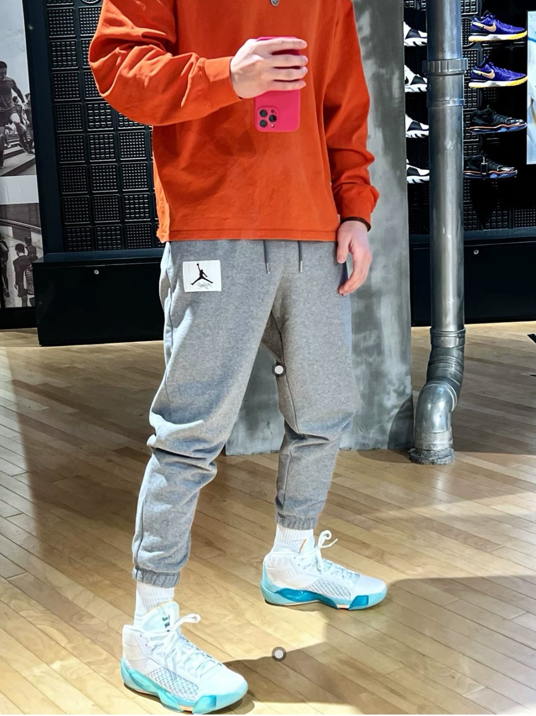 Jordan fleece-lined sweatpants, black label patch couple casual sports pants