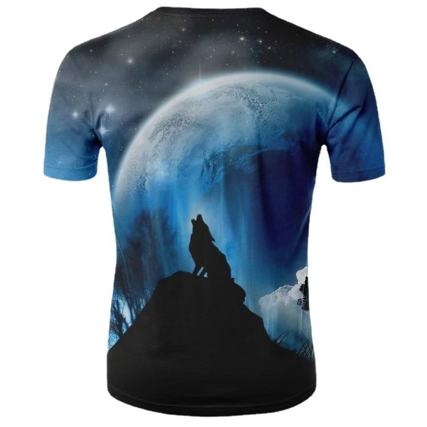 New Night-Colored European and American Trendy 3D Digital Printed Short-Sleeve T-Shirt for Men