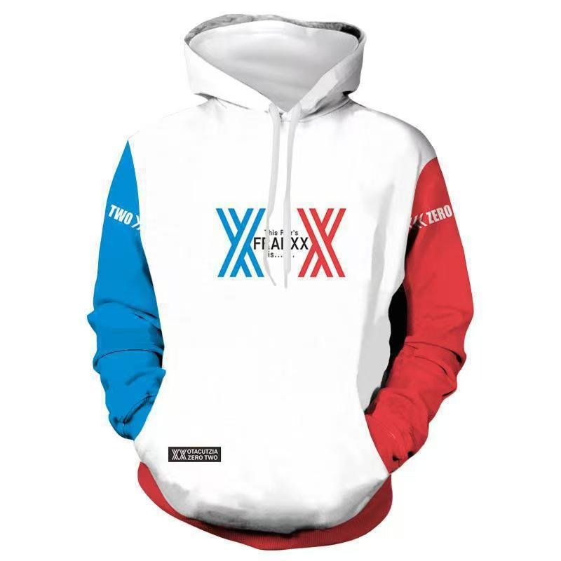 Darling in the FRANXX Zero Two 3D Printed Hooded Couple Short-Sleeve Sweatshirt