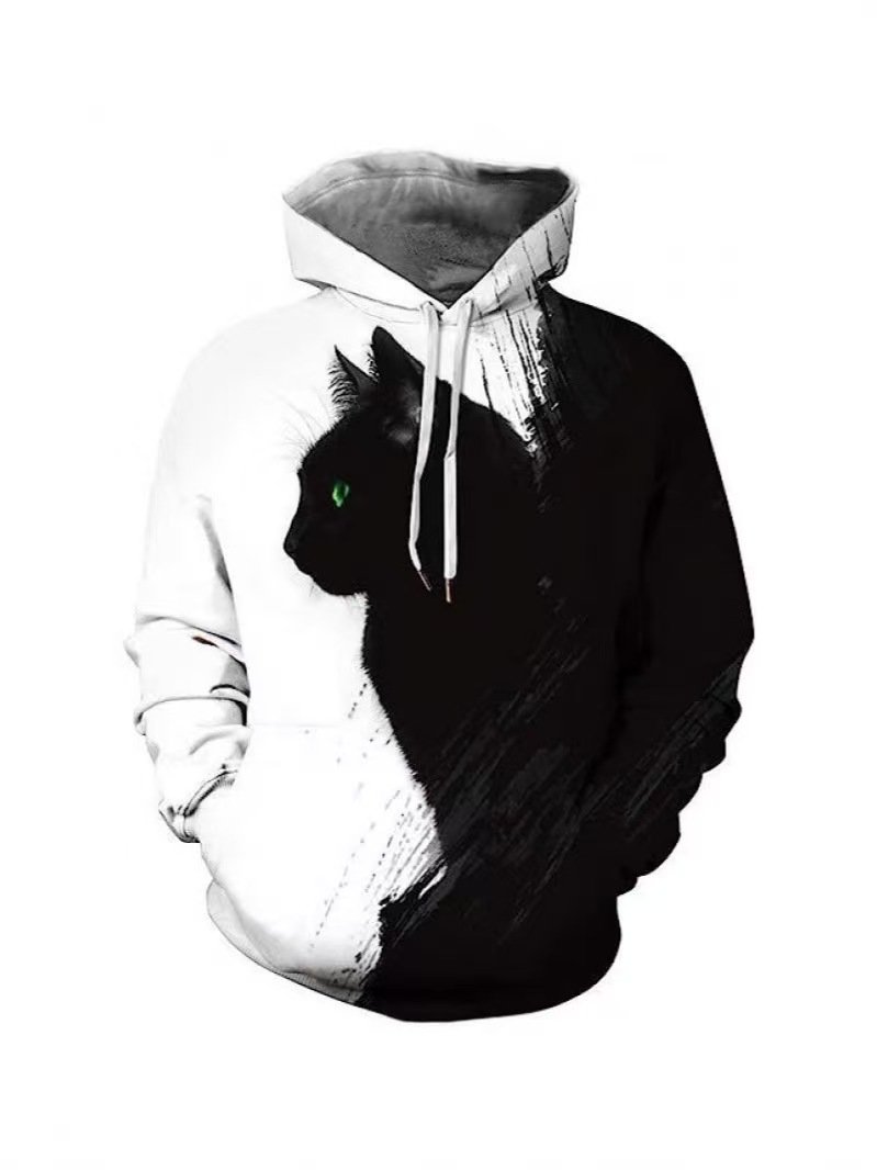 Hot-selling 3D digital print plus size loose hooded men's sweatshirt pullover