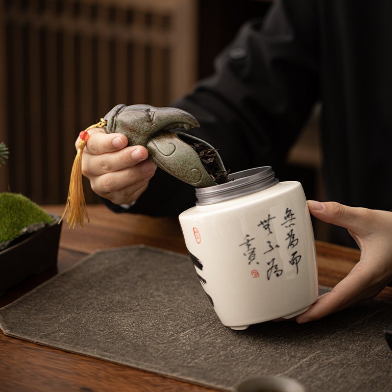 Antique-style kiln-fired Qingye creative tea scoop, tea tray, tea dispenser, tea spoon, tea spatula, Kung Fu tea set, tea ceremony six gentlemen accessories