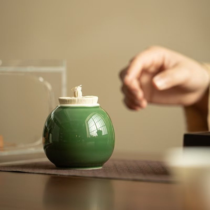 Celadon Corn Container Tea Canister Japanese Household Mini Celadon Tea Canister Airtight Tea Storage Container
