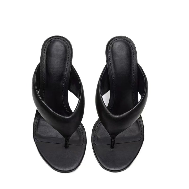 Metal-toned fashion sandals, pointed-toe thong PVC stiletto heels