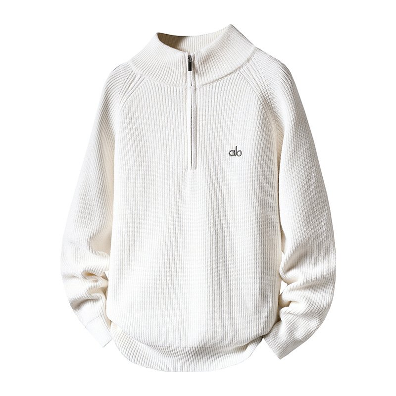 Alo Autumn/Winter New Fashionable Knit Sweater for Men - Half-Zip Shirt - Casual Base Layer Long Sleeve