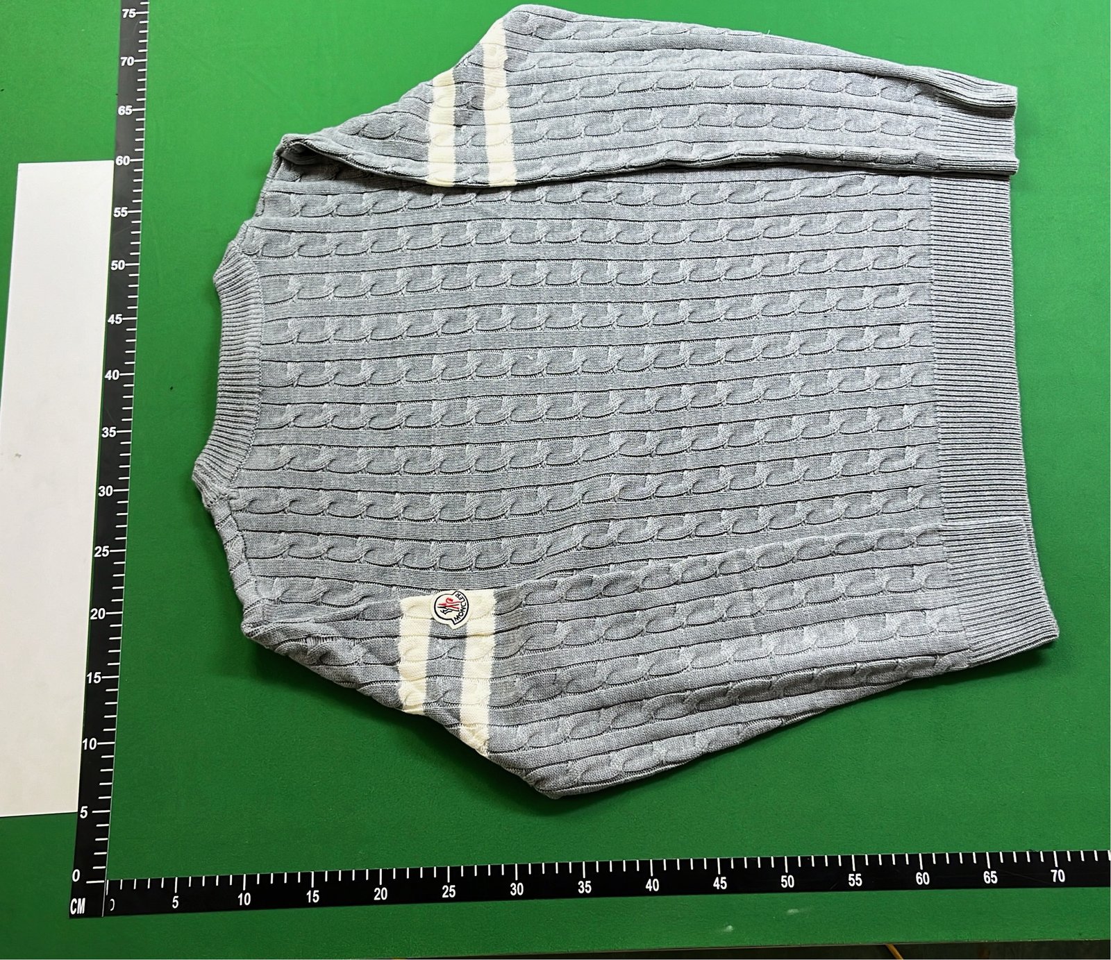 Moncler Cable Knit Sweater with Striped Sleeves