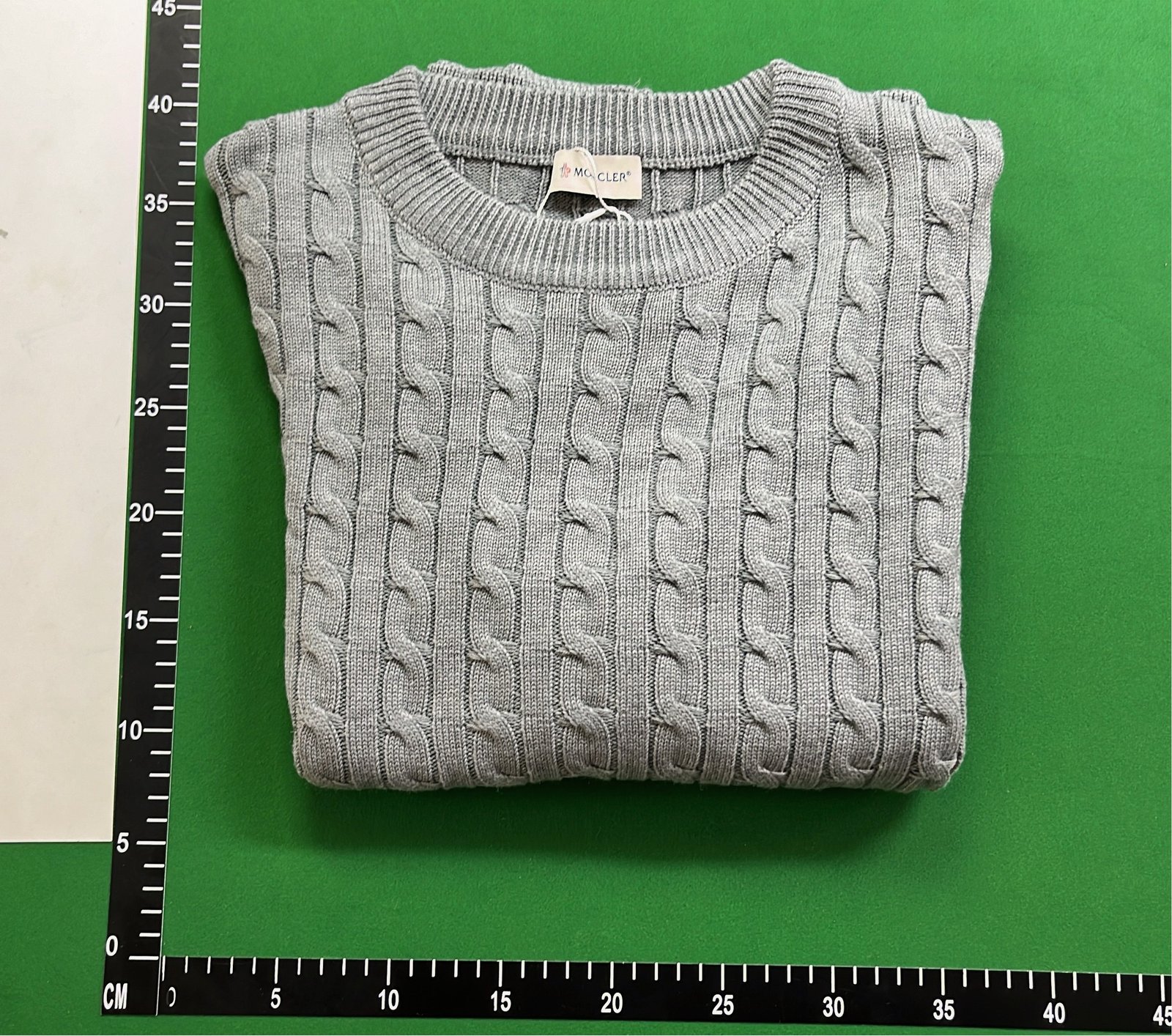 Moncler Cable Knit Sweater with Striped Sleeves