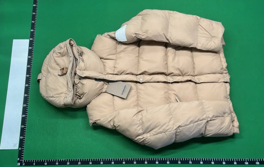 Ralph Lauren, Moncler, and Burberry down jackets