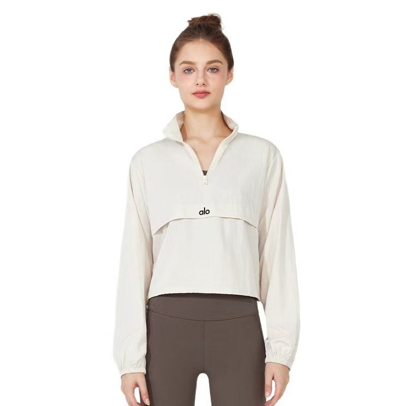Windproof yoga cover, thin casual sun protection yoga top, long-sleeved loose sports jacket