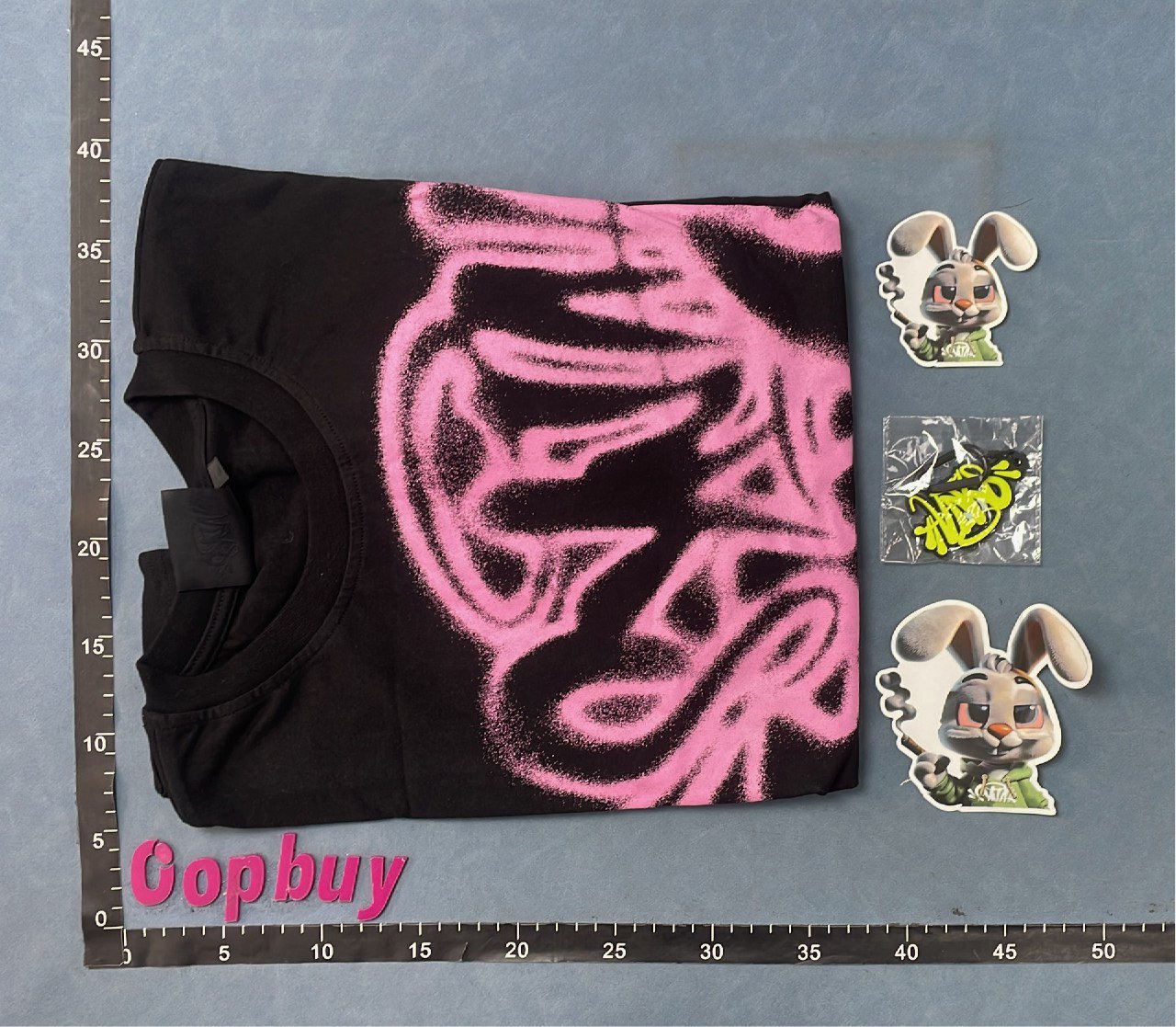 Pink Bunny Graffiti T-Shirt - Black