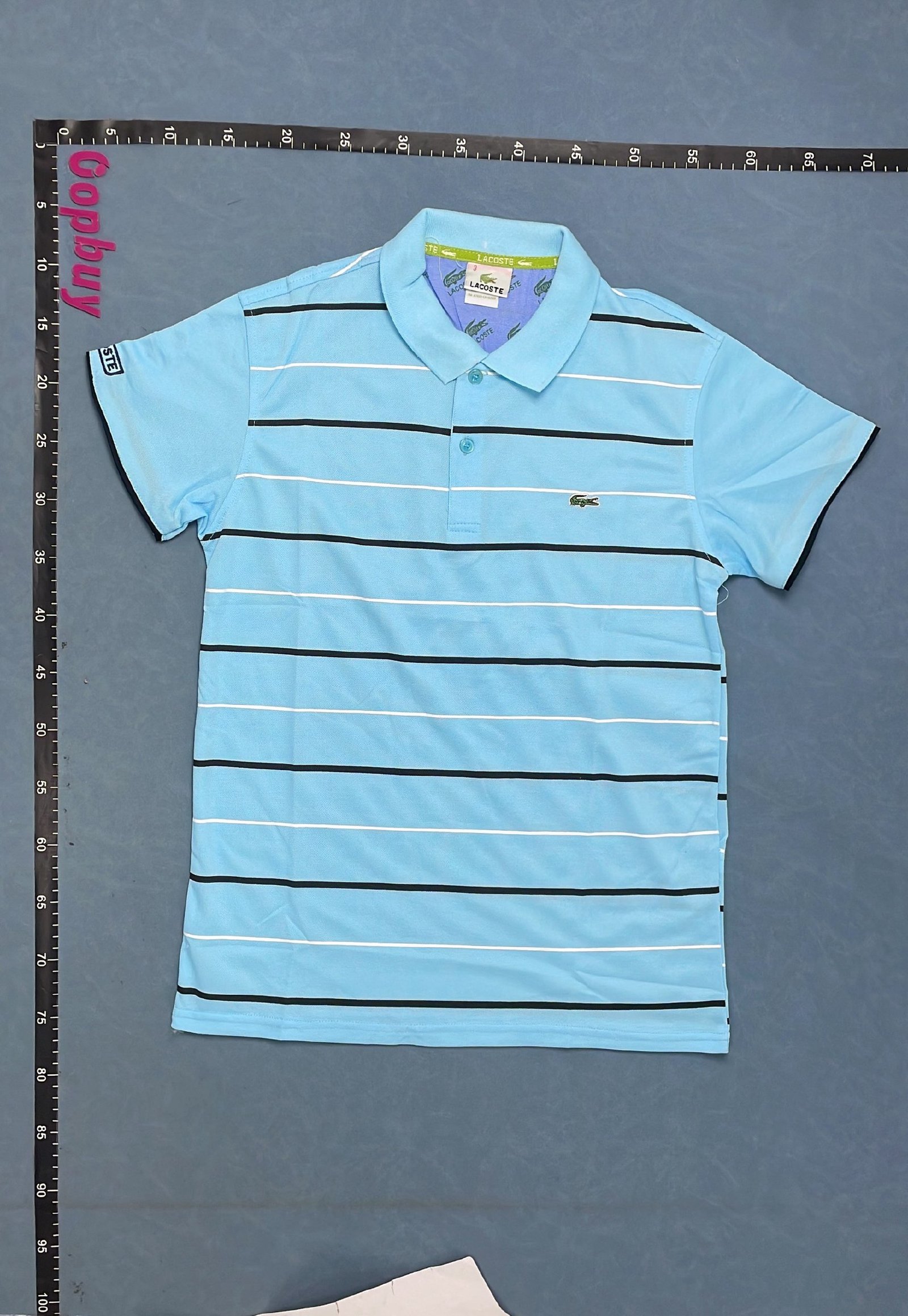 Lacoste Striped Polo Shirt - Light Blue with Black Trim [7 styles]