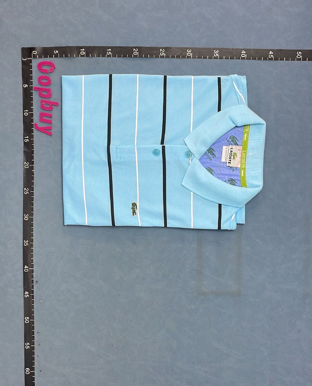 Lacoste Striped Polo Shirt - Light Blue with Black Trim [7 styles]