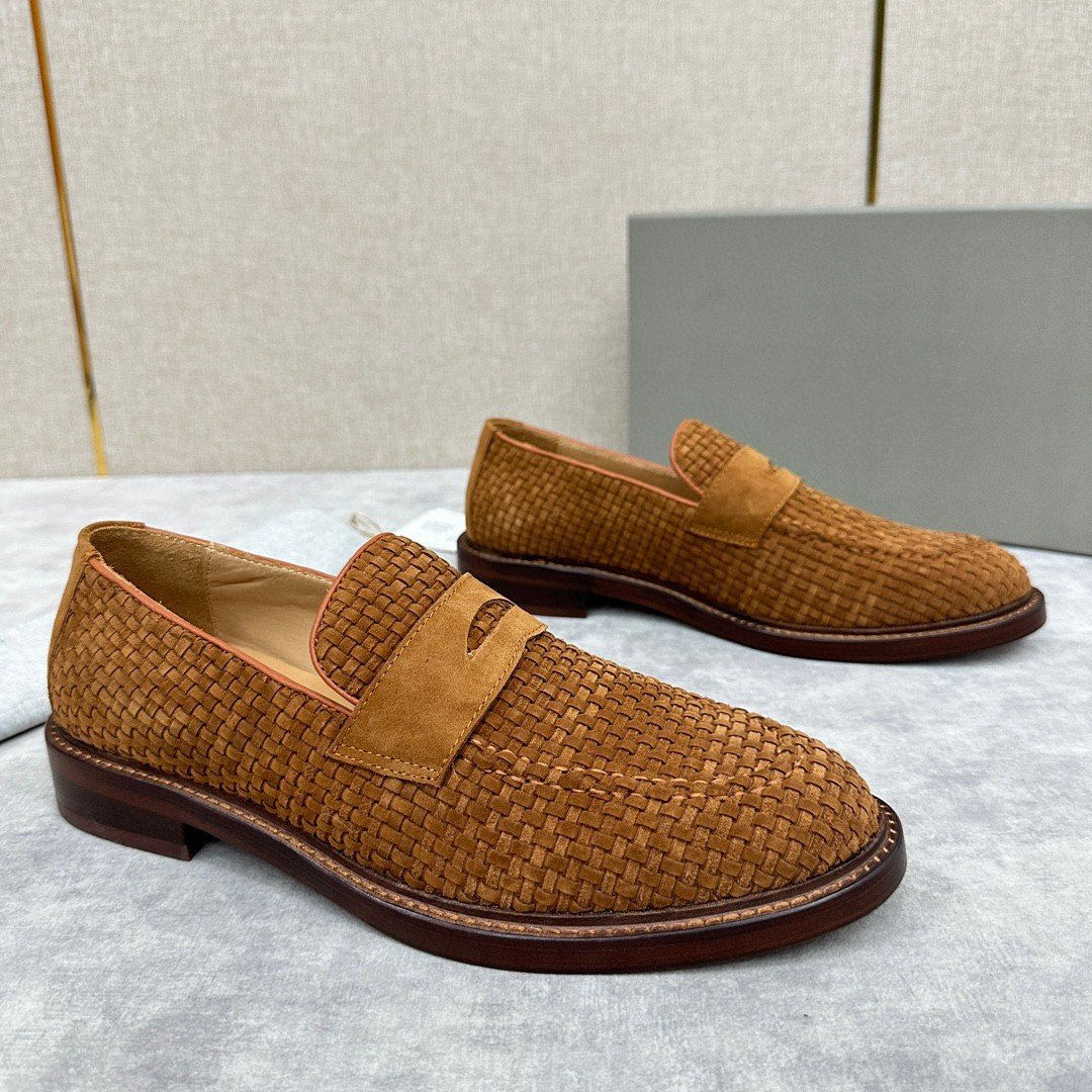 European-style new woven cowhide formal business leather shoes, men's thick-soled casual leather shoes, Derby shoes