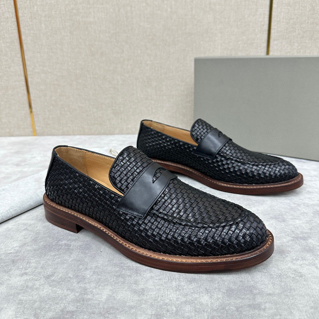 European-style new woven cowhide formal business leather shoes, men's thick-soled casual leather shoes, Derby shoes