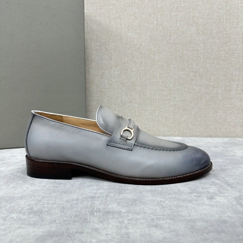 European-style new woven cowhide formal business leather shoes, men's thick-soled casual leather shoes, Derby shoes